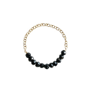Black Spinel Beaded Necklace and Ring Set