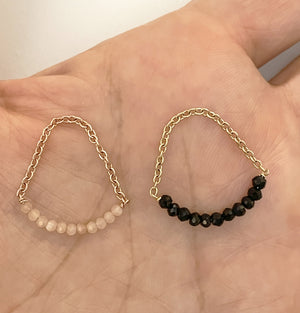 Black Spinel Beaded Chain Ring