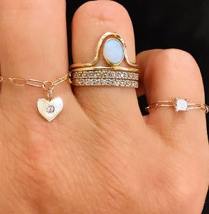 "Mini" Floating Heart Diamond Chain Ring