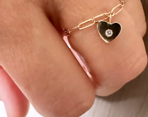 "Mini" Floating Heart Diamond Chain Ring