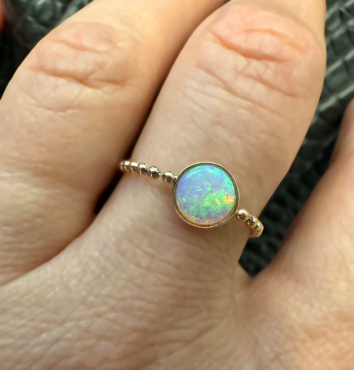 Opal Ball Chain Ring