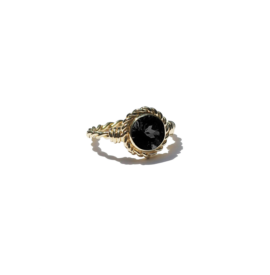 Princess Cocktail Ring With Faceted Round Black Onyx