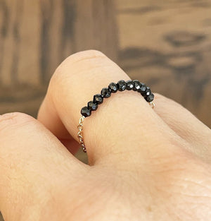 Black Spinel Beaded Chain Ring