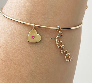 Love Heart Charm Bangle