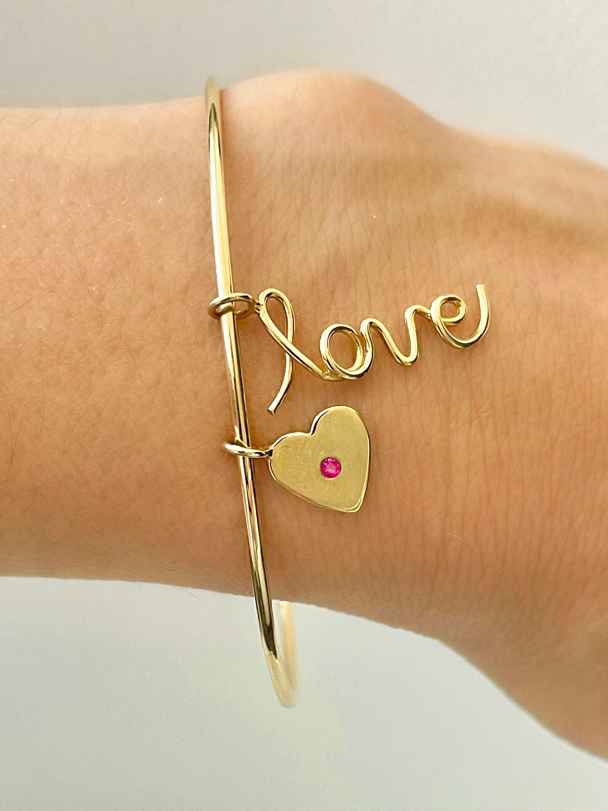 Love Heart Charm Bangle - Dana Faith