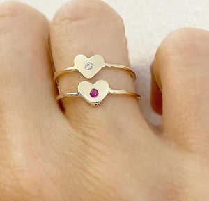 "Mini" Faith Heart Ruby Ring