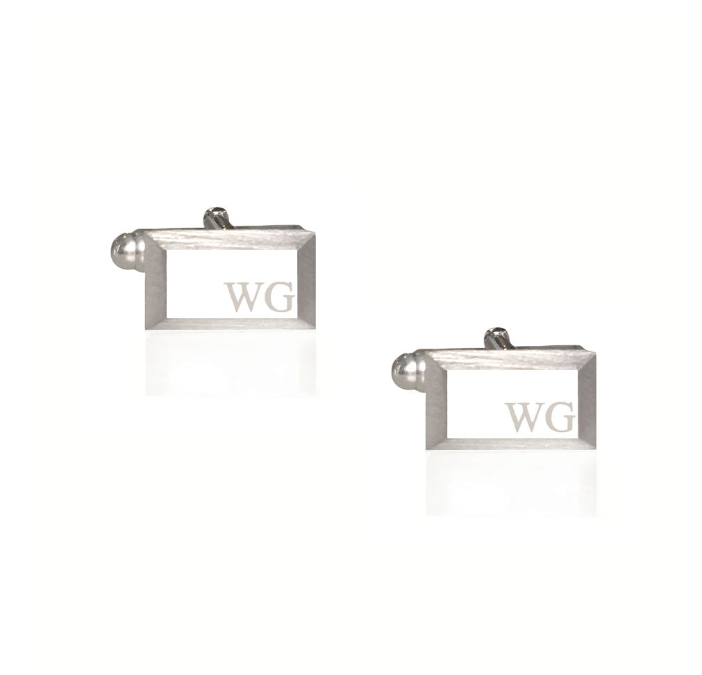 Rectangle Pyramid Cufflinks with Custom Initials