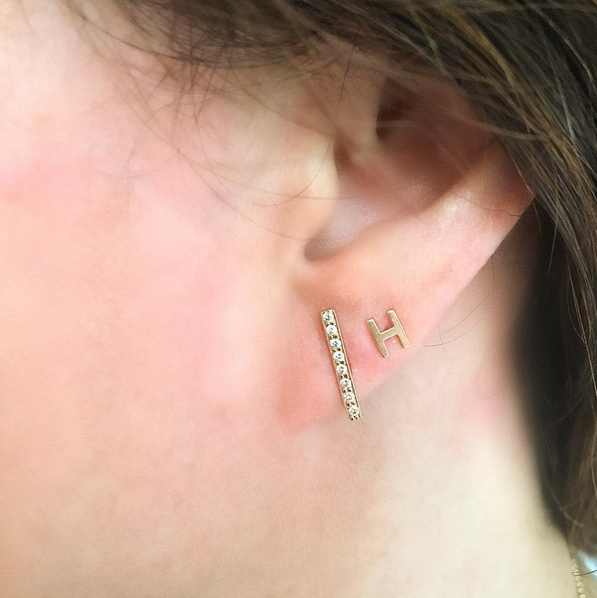 Mini "Faith" Heart + Initial Stud