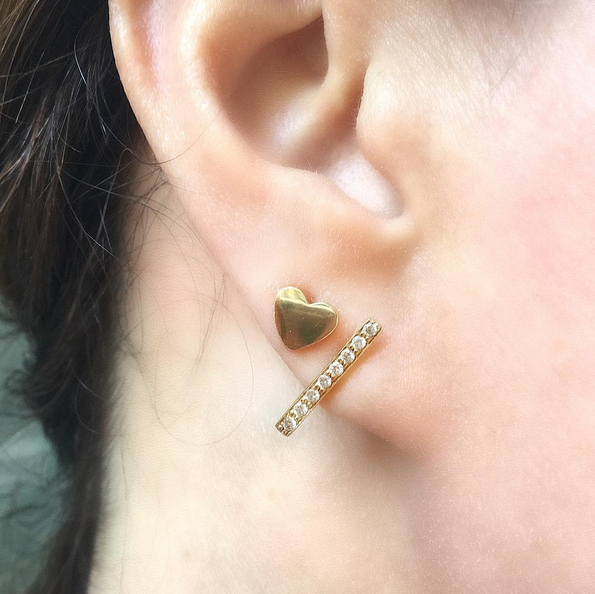 Mini "Faith" Heart + Initial Stud