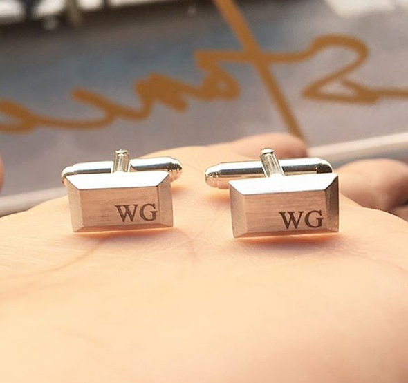 Rectangle Pyramid Cufflinks with Custom Initials