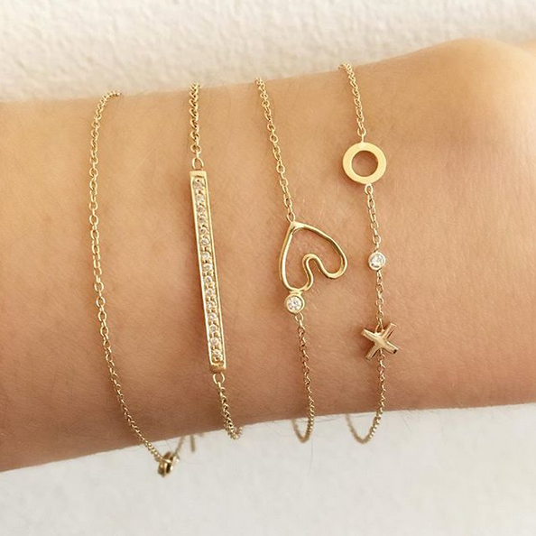 "Forever" Heart Side Diamond Bracelet