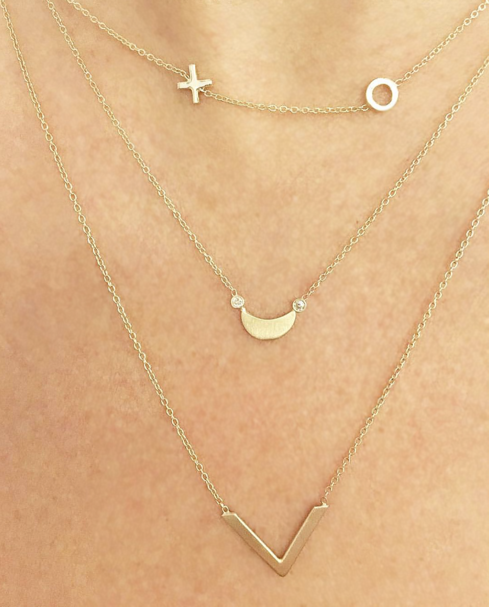 Crescent Moon Side Diamonds