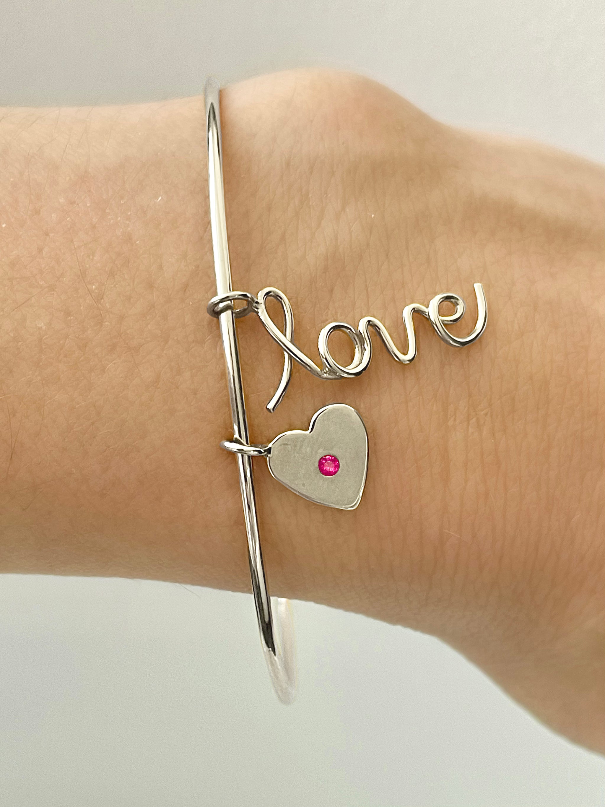 Love Heart Charm Bangle - Dana Faith