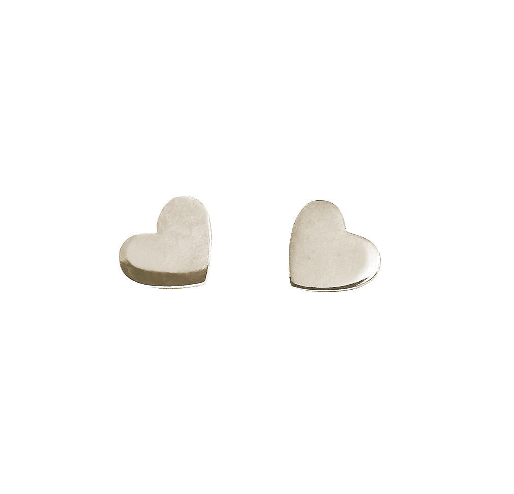 Tiny Heart Stud Earrings in Solid Gold 14K White